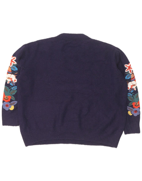 Pulover pentru damă Zara, cu gât turnut, Marea Britanie 14 Medium Bleumarin Floral