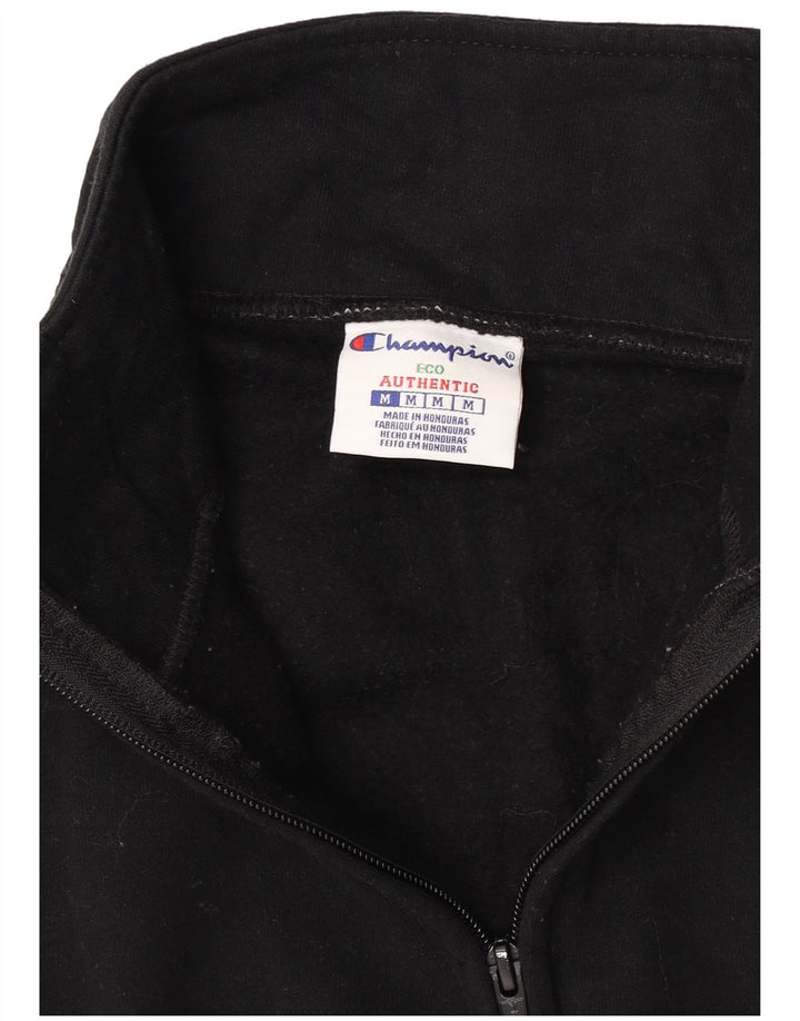 Pulover pentru bărbați Champion, cu grafic, cu fermoar și gât, bumbac mediu negru