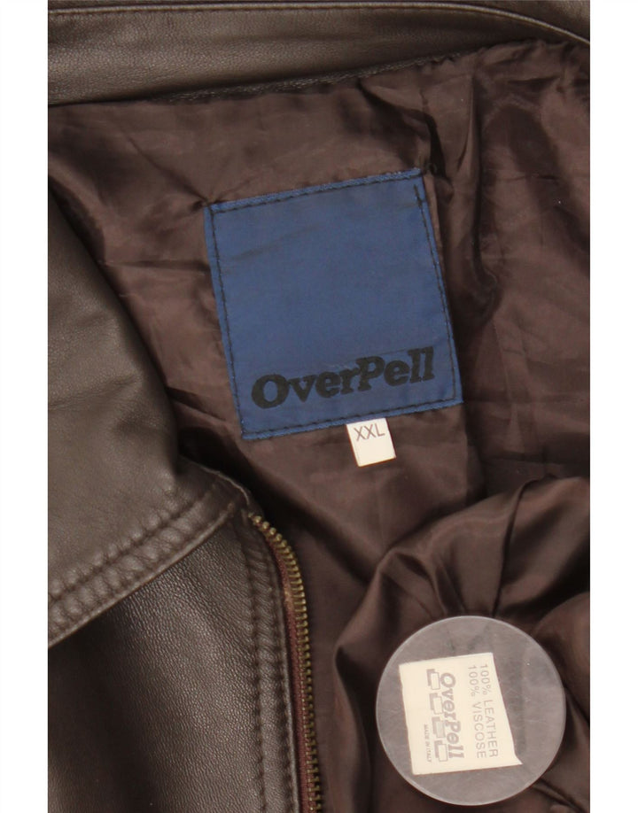 Jachetă de piele vintage pentru femei UK 44 2XL piele maro