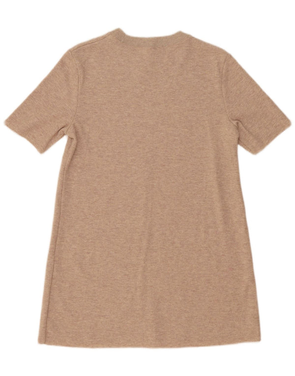 Rochie de pulover cu mâneci scurte Zara pentru femei UK 14 Medium Bej Poliester cu pături