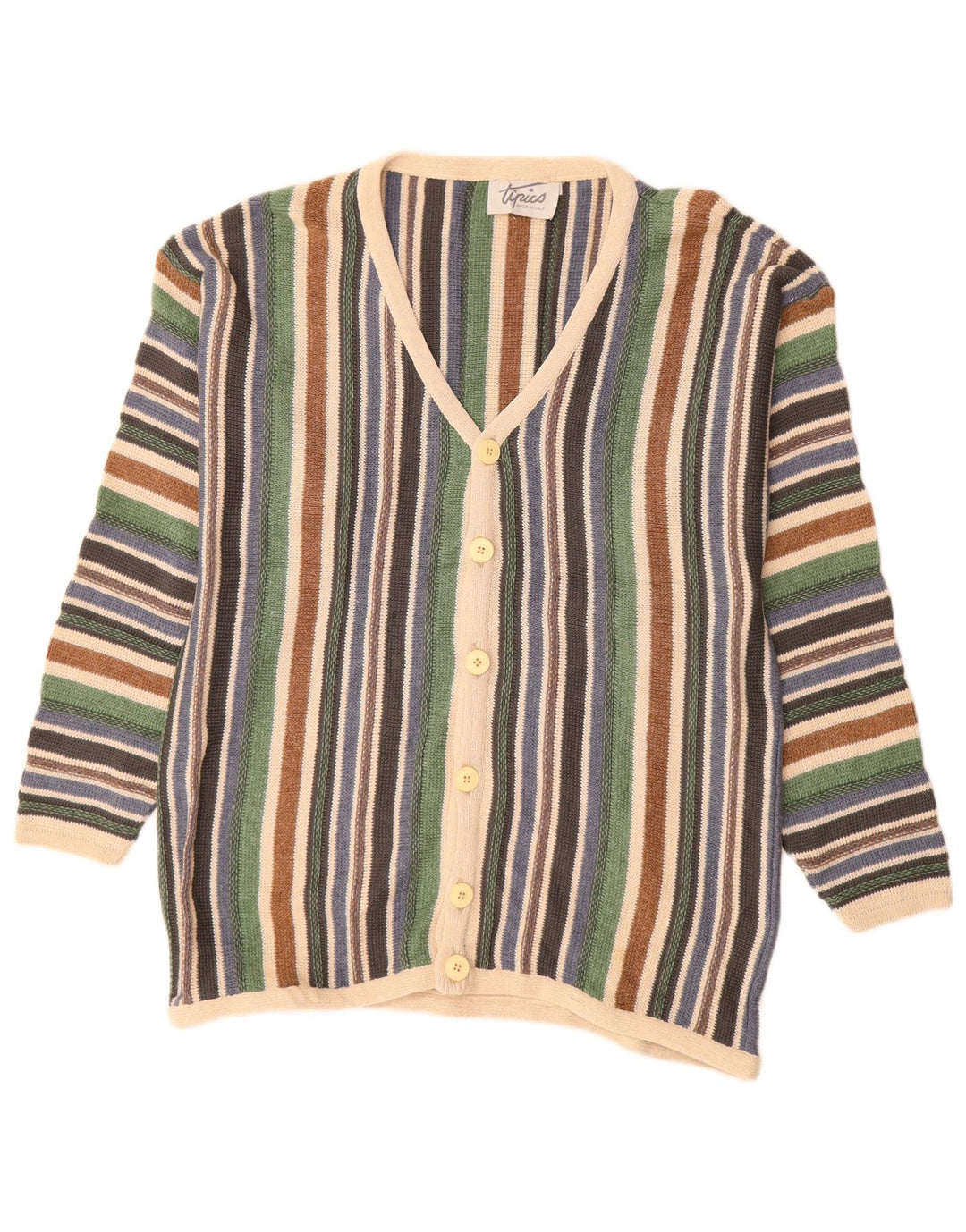 Cardigan Vintage pentru bărbați, bumbac cu dungi mari, multicolore