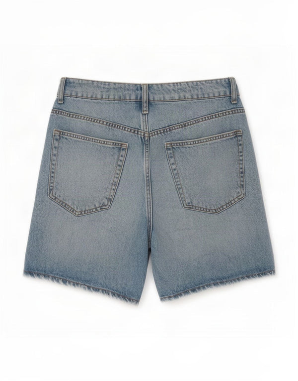 Pantaloni scurți din denim pentru femei cu talie înaltă Zara EU 44 XL W34 Albastru