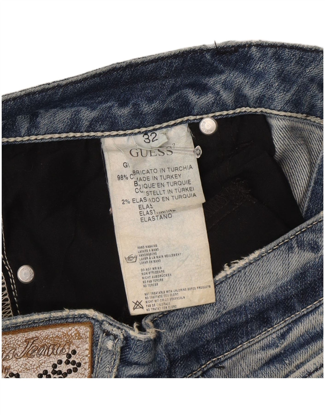 Blugi drepte pentru femei Guess W32 L27 Bumbac albastru