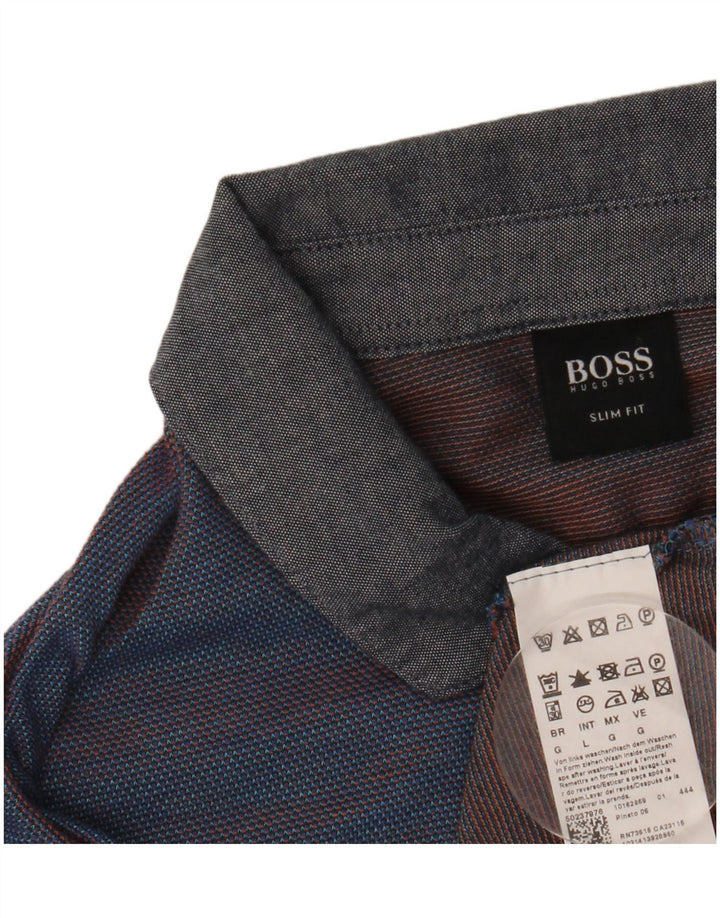 Cămașă polo pentru bărbați Hugo Boss Slim Fit, mare, bleumarin, bumbac cu dungi