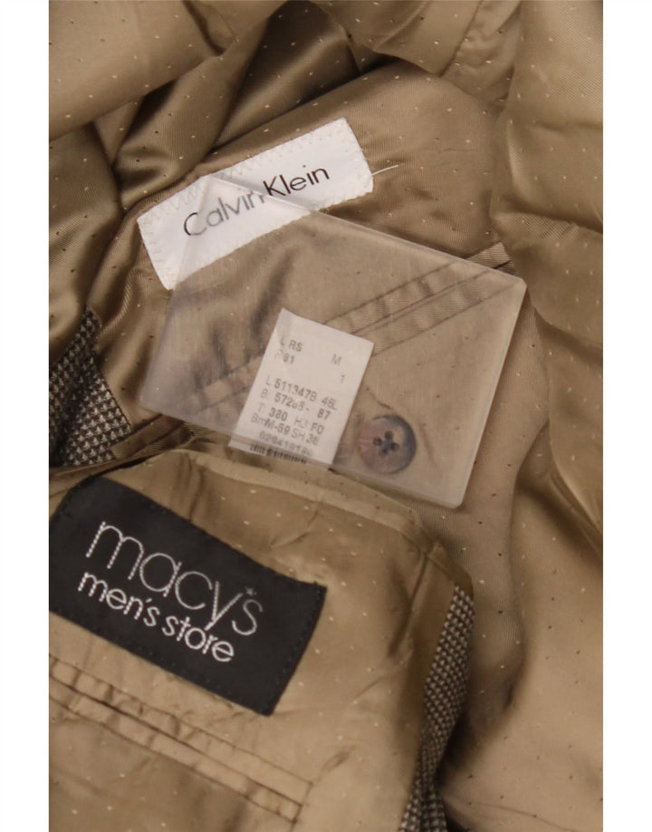 Jachetă CALVIN KLEIN pentru bărbați, cu 3 nasturi, mărimea 46 XL, mătase cu carouri gri