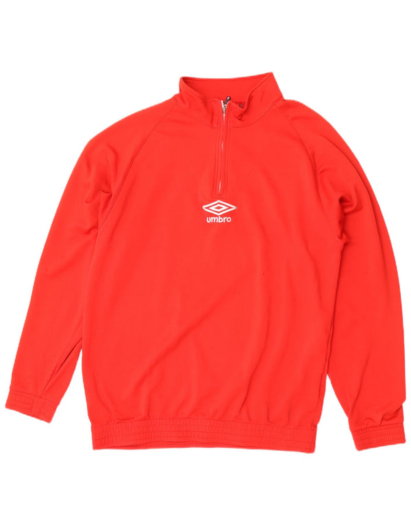 Umbro Mens Zip Neck Sweatshirt Jumper XL Red Polyester