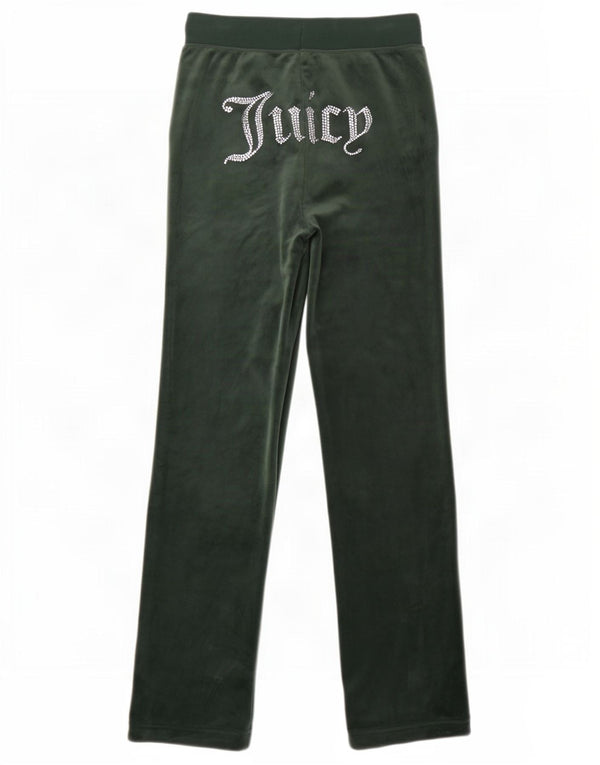 Juicy Couture Pantaloni de trening din velur grafic pentru femei UK 10 Small Green