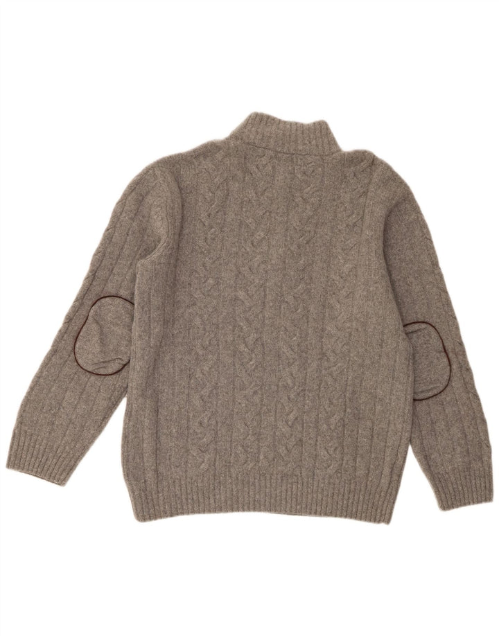 Pulover pentru bărbați Gant, cu fermoar și gât, 2XL, lână merinos gri