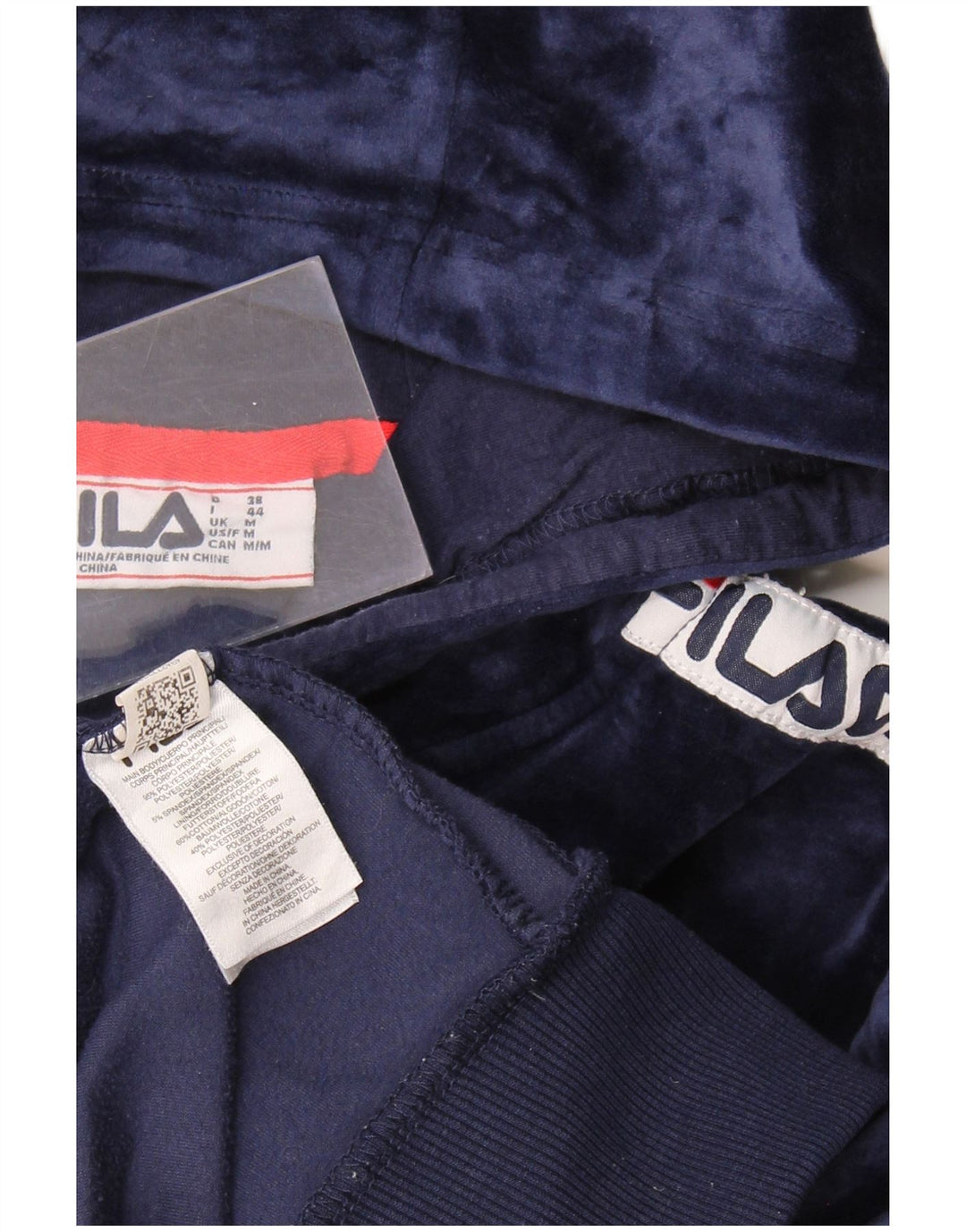 FILA Womens Graphic Zip Hoodie Sweater UK 14 Medium Navy Blue Polyester