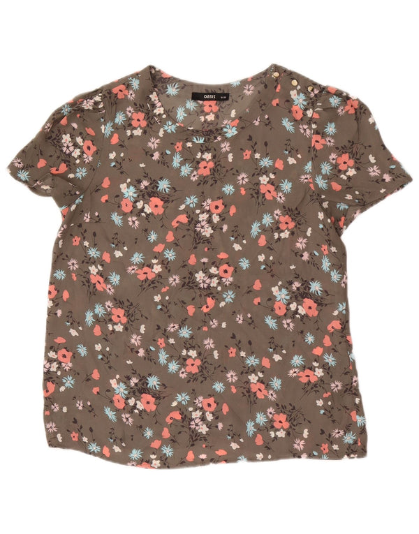 Bluză supradimensionată pentru femei Oasis Top UK 10 Small Kaki Floral Poliester