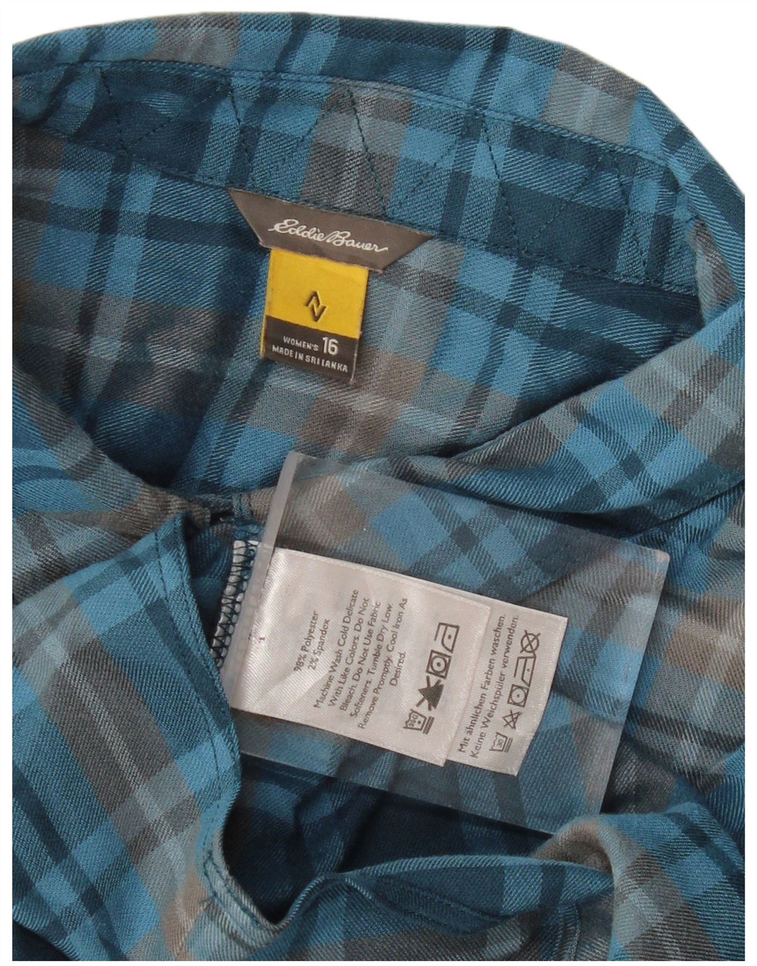 EDDIE BAUER Rochie cămașă pulover pentru femei US 16 2XL Blue Check Poliester