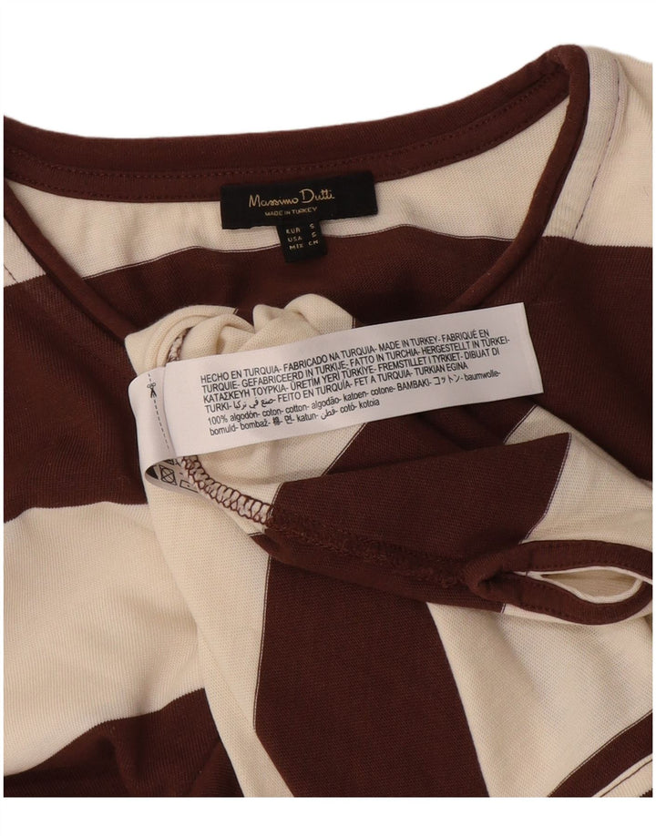 Massimo Dutti Top pentru bărbați cu mânecă lungă din bumbac cu dungi maro mici