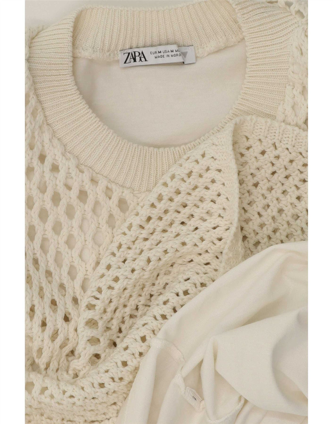 Bluză din croșetat pentru femei Zara UK 14 Medium White