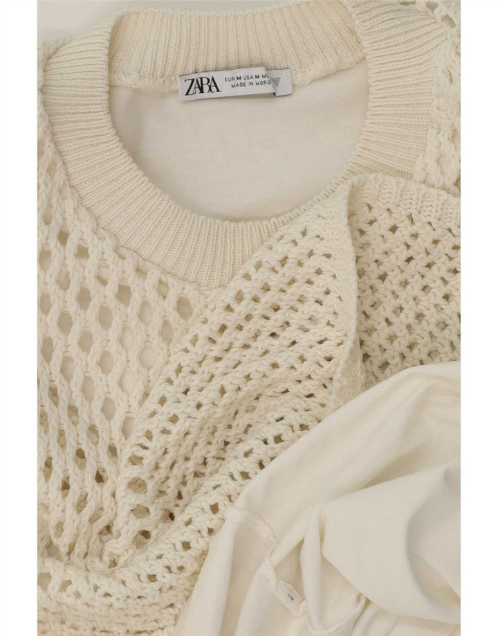 Bluză din croșetat pentru femei Zara UK 14 Medium White