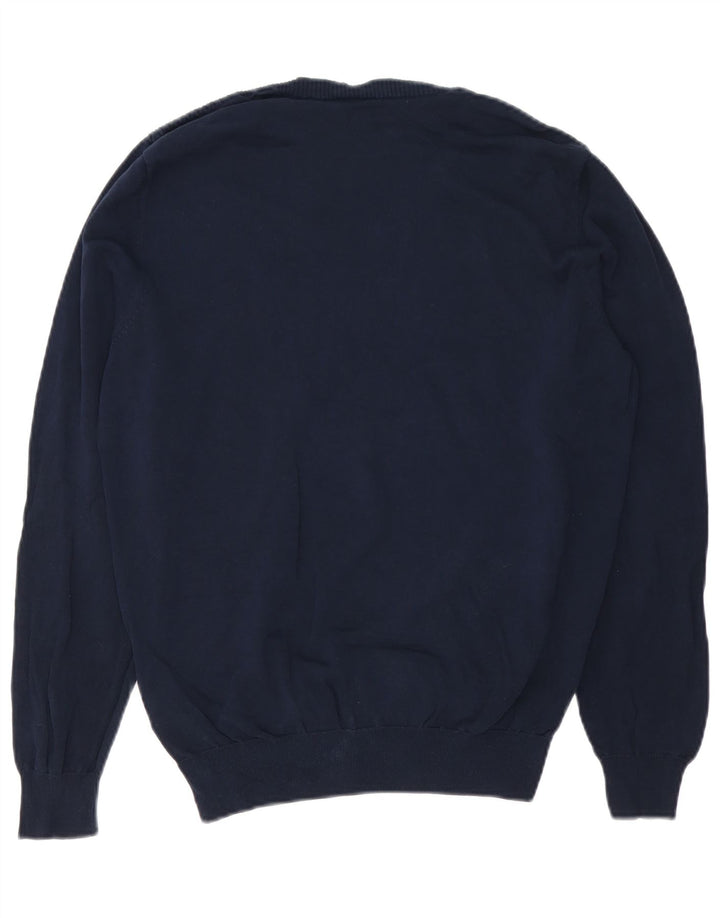 Pulover Massimo Dutti pentru bărbați, cu gât crew, bumbac mediu albastru bleumarin