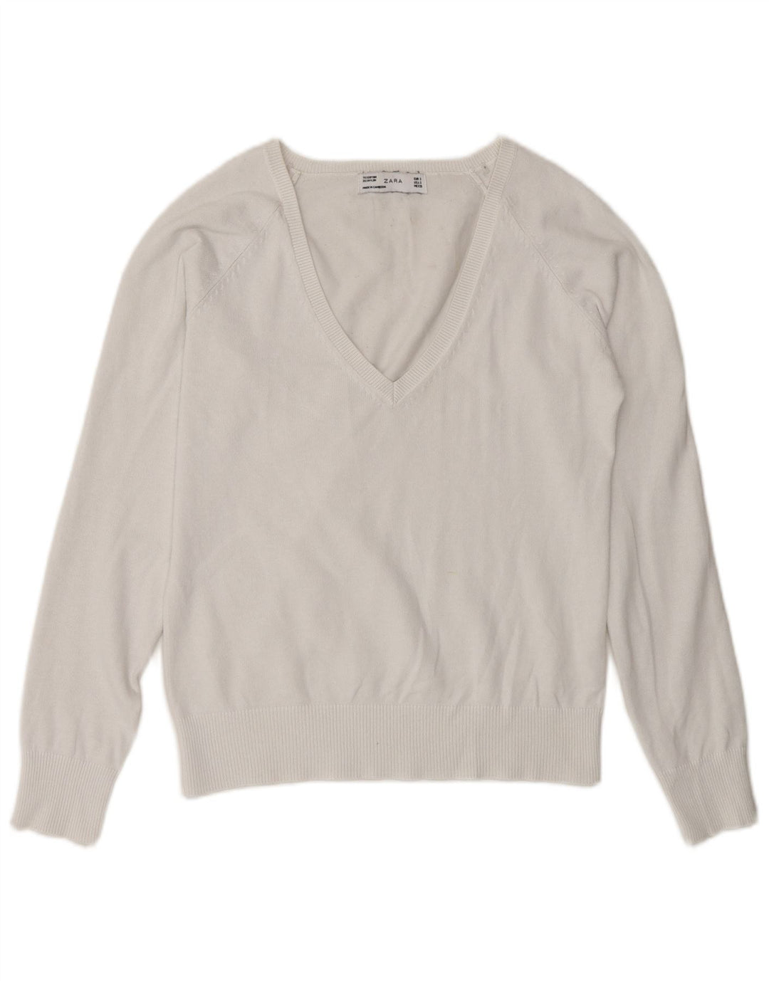 Pulover pentru femei cu decolteu în V Zara UK 10 Mic Alb