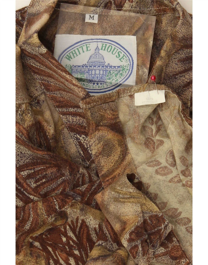 Cămașă Vintage pentru bărbați Maro mediu Floral Vâscoză