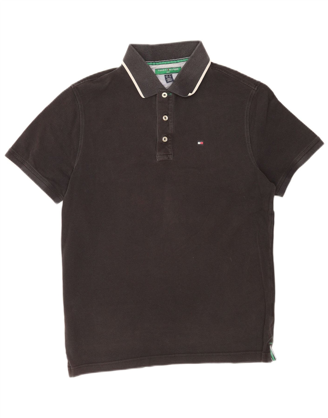 Tricou polo Tommy Hilfiger pentru bărbați, bumbac cu dungi negre medii