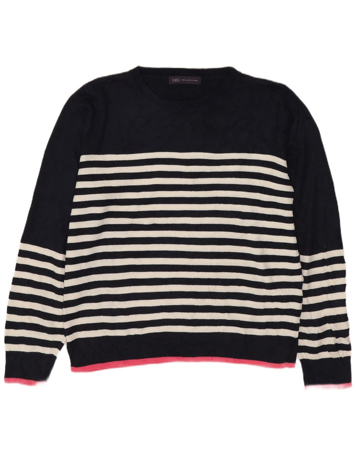 Pulover pentru femei Marks & Spencer cu decolteu triplu UK 14 Medium Bleumarin