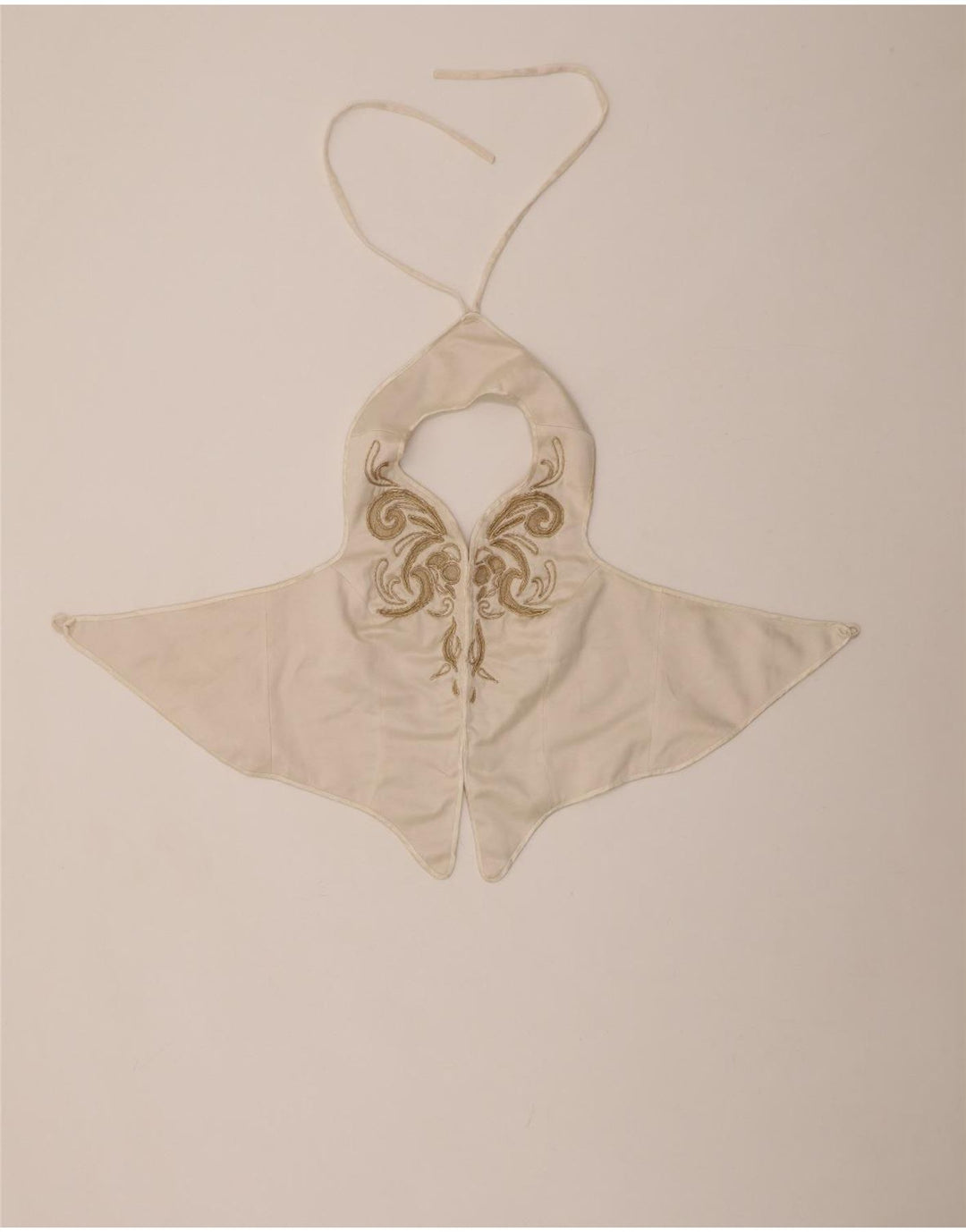 VINTAGE pentru femei cu model abstract Crop Halter Top UK 12 Medium White