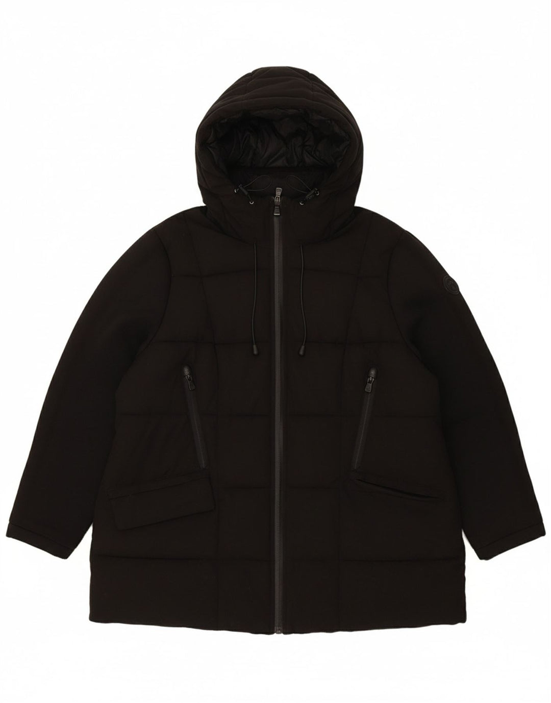 MICHAEL KORS Womens Hooded Padded Jacket UK 18 XL Black Polyester