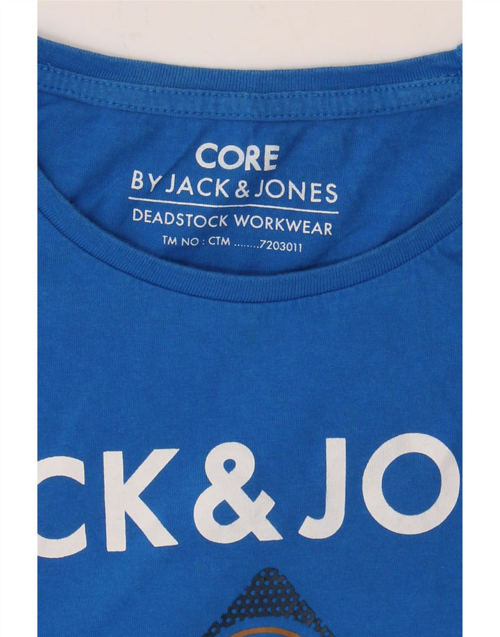JACK & JONES Mens Graphic T-Shirt Top Medium Blue Cotton Vintage Jack & Jones and Second-Hand Jack & Jones from Messina Hembry 