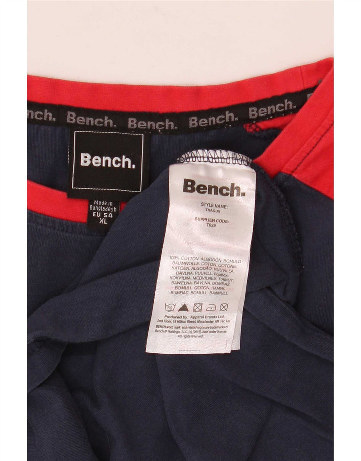Bench Top grafic pentru bărbați cu mânecă lungă, XL, bleumarin, bumbac color bloc