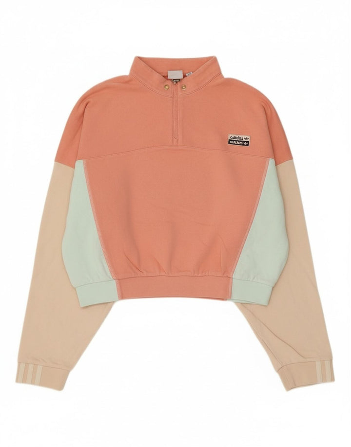 Pulover adidas oversized crop pentru femei UK 14 Roz mediu