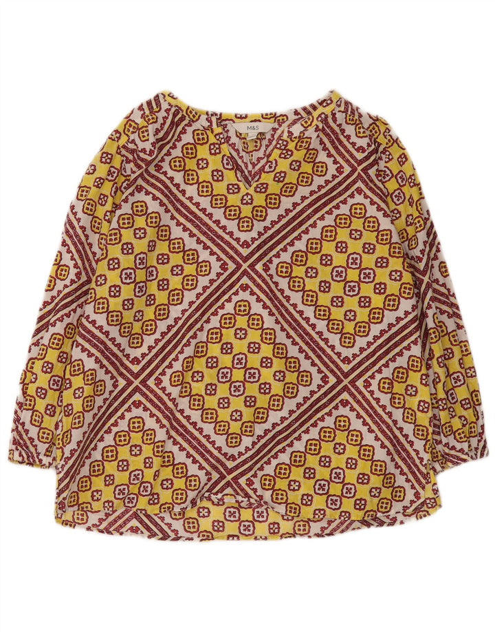 Bluză pentru femei Marks & Spencer, cu mâneci 3/4, UK 12 Medium Galben Geometric