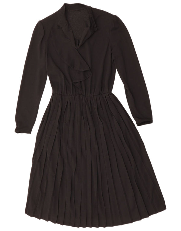 Rochie A-Line cu mânecă lungă vintage pentru femei UK 12 Medium Black