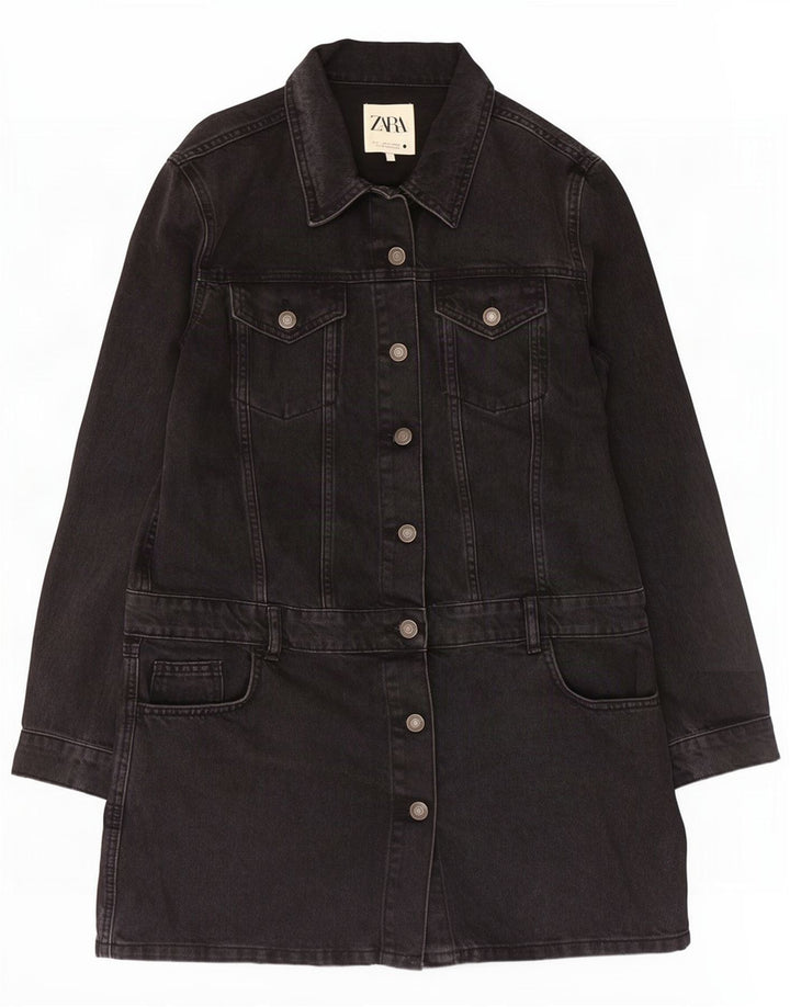 Palton de blugi pentru femei Zara UK 14 mare, negru, bumbac