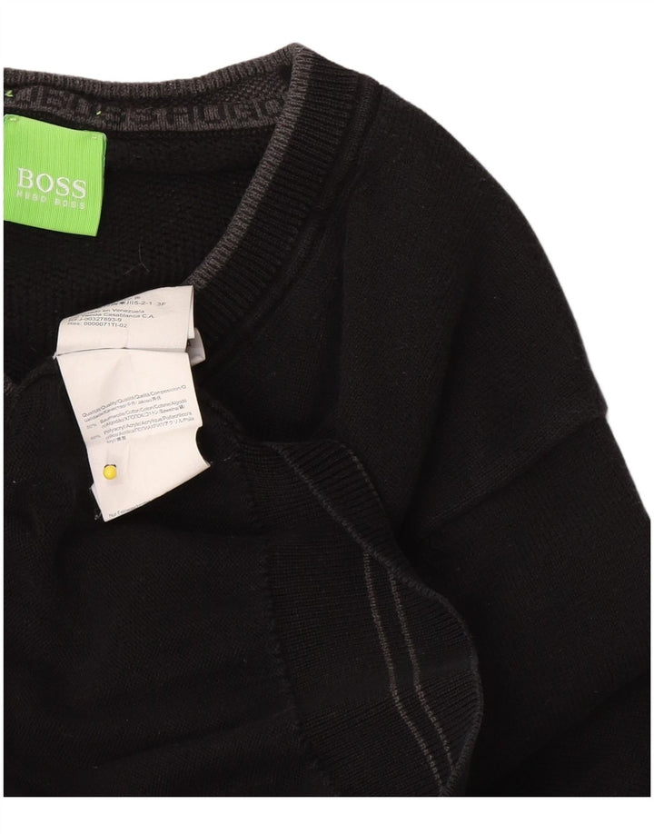 Pulover cu decolteu în V Hugo Boss pentru bărbați, bumbac negru mic