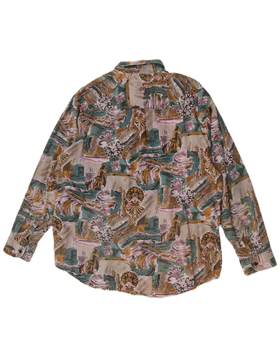 Cămașă Vintage pentru bărbați cu model abstract Mărimea 43/44 Bumbac multicolor mare