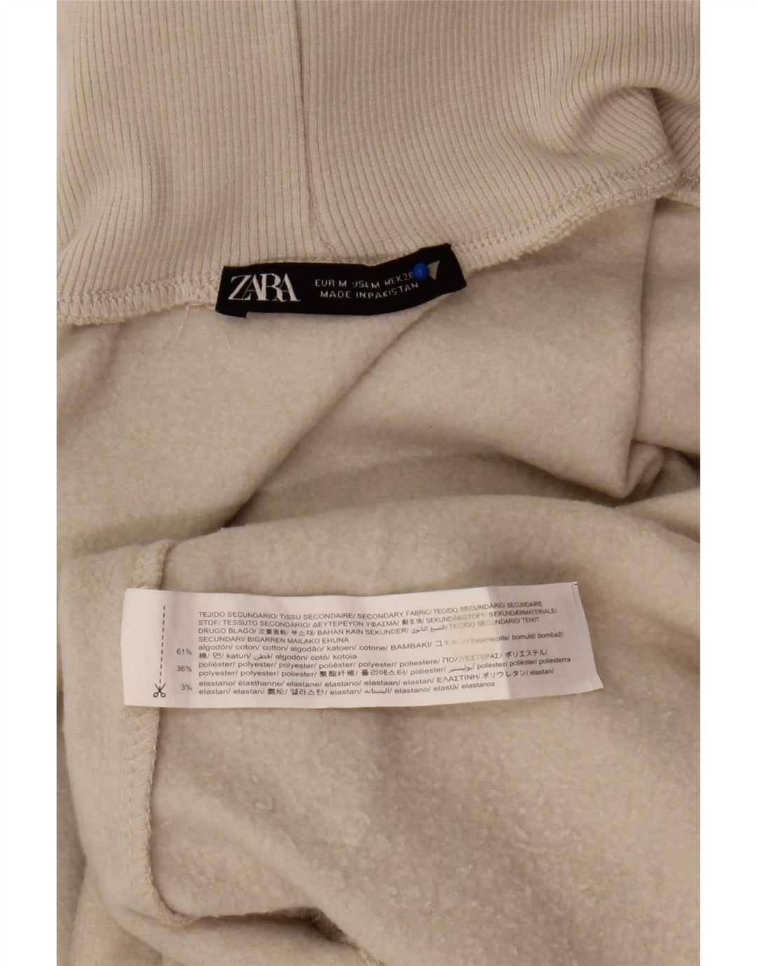 Pulover pentru damă Zara cu gât rulat, bumbac mediu, bej, UK 14
