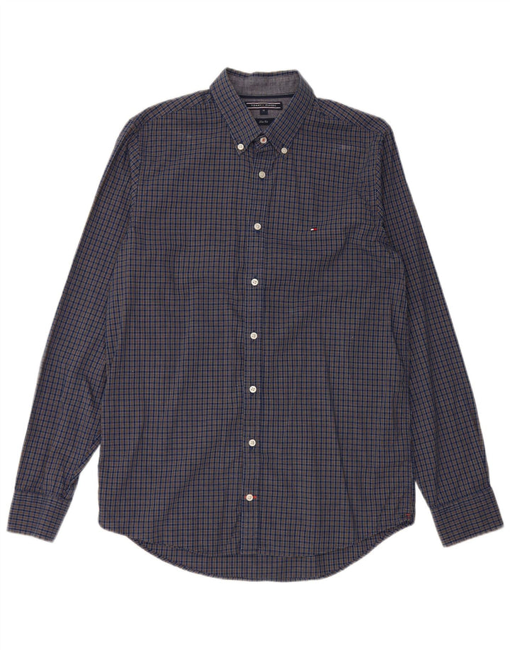 Cămașă pentru bărbați Tommy Hilfiger Slim Fit Bumbac Vichy, albastru bleumarin mediu