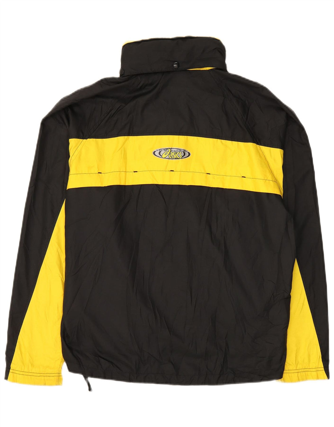 Jachetă de ploaie cu glugă pentru bărbați ASICS UK 40, mare, negru, color block