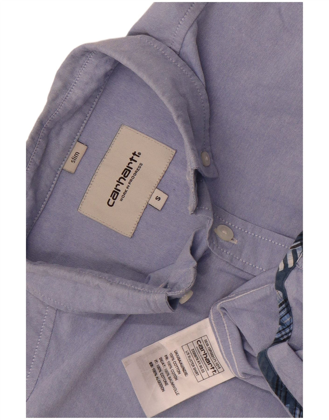 Cămașă subțire pentru bărbați Carhartt, mic albastru, bumbac color bloc
