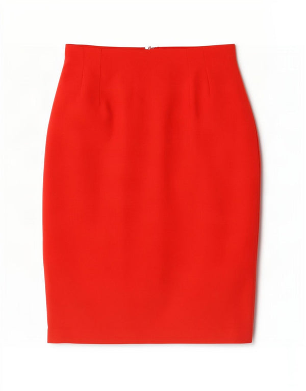 Vintage Womens High Waist Pencil Skirt UK 14 Medium W24 Red Polyester