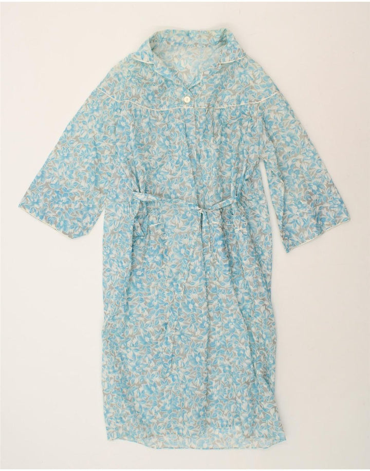 VINTAGE Womens Robe Maxi Dress UK 14 Medium Blue Floral Vintage Vintage and Second-Hand Vintage from Messina Hembry 