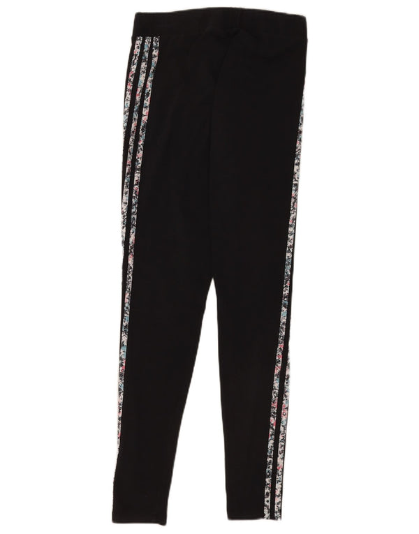 Leggings grafic Adidas pentru femei UK 12 Medium Black Floral Bumbac