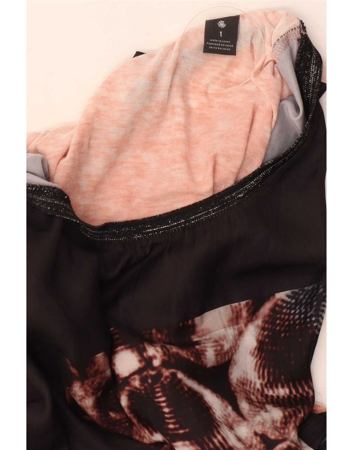 Top cu grafic pentru femei Scotch & Soda cu mâneci 3/4 Mărimea 1, negru, mic, bloc de culoare