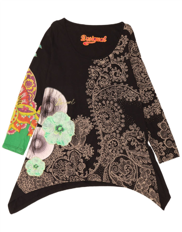 DESIGUAL Rochie asimetrică cu grafică pentru femei UK 14 Medium Black Paisley