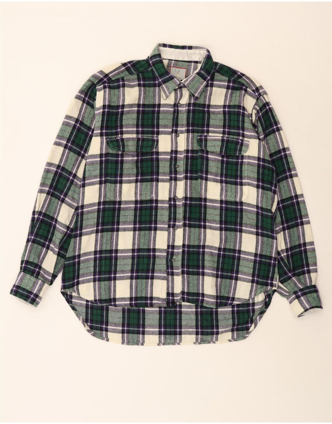 Cămașă de flanel pentru bărbați Benetton XL Lână verde Check