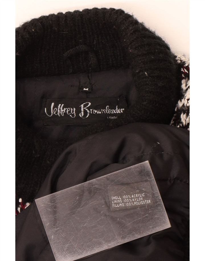 JEFFREY BROWNLEADER Palton tricot pentru femei UK 14 Medium Negru Floral Acrilic