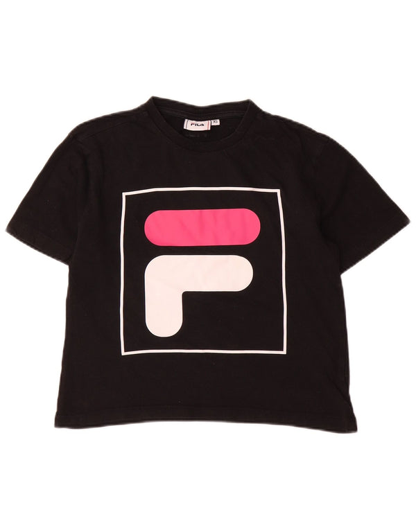 Tricou Crop Graphic Fila pentru femei Top UK 6 XS Bumbac negru