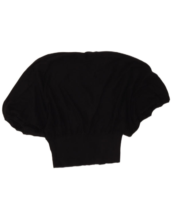 Pulover pentru femei Oasis, cu mânecă scurtă, cu gât de barcă, din bumbac mic, negru, UK 10