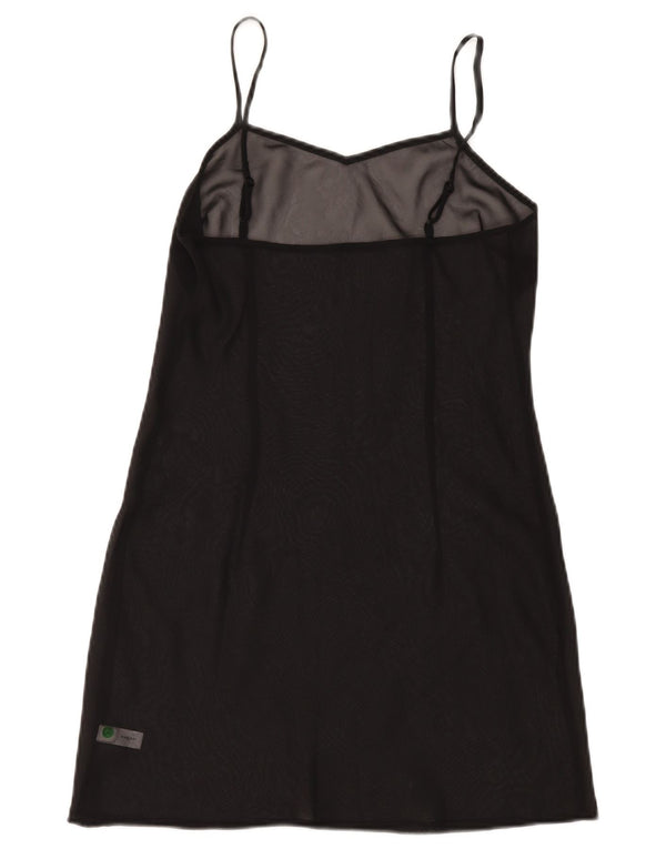 Rochie cu slip transparent pentru femei vintage UK 8 Small Black Silk