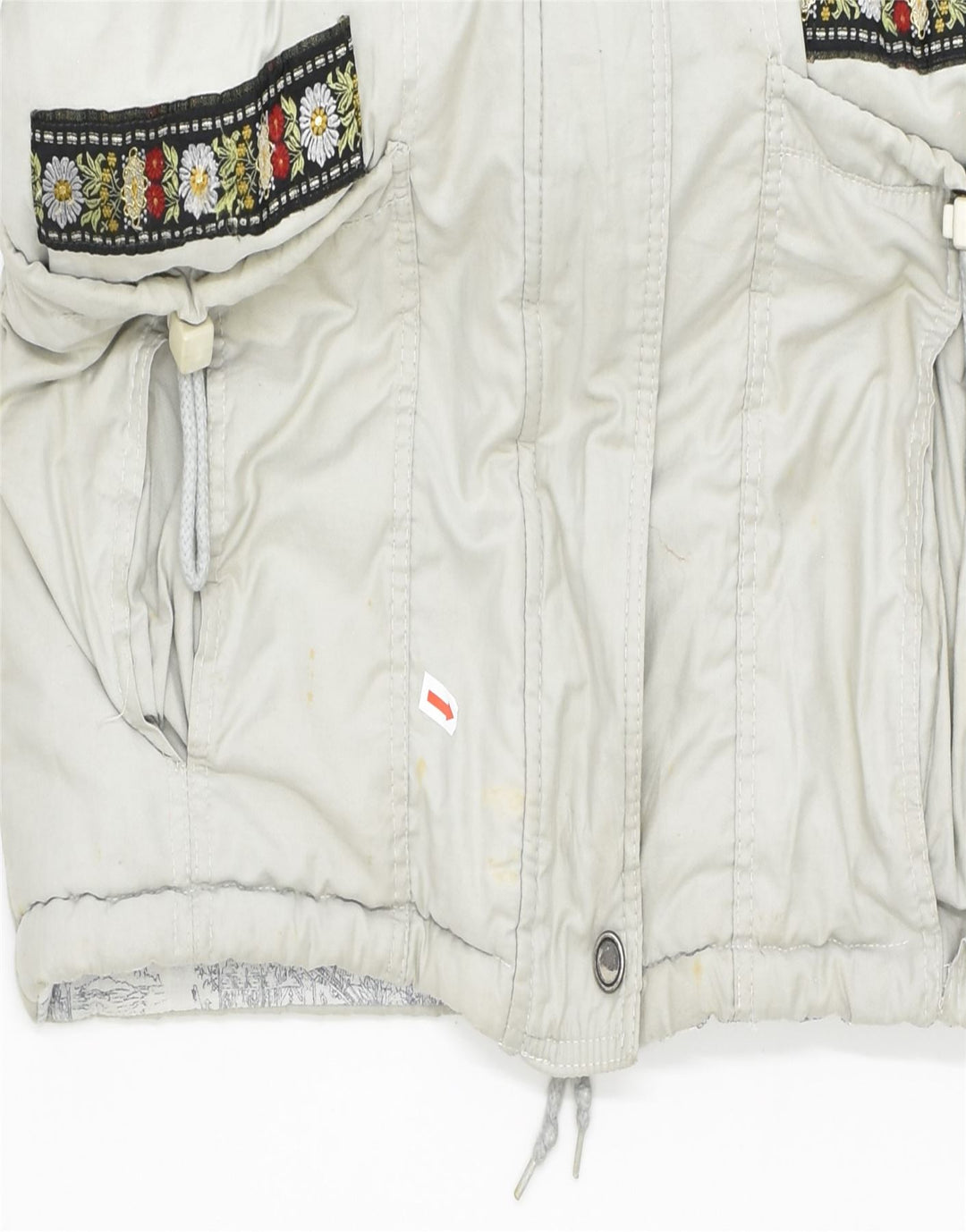 STARRING Womens Bomber Jacket UK 14 Medium Beige Polyester | Vintage | Thrift | Second-Hand | Used Clothing | Messina Hembry 