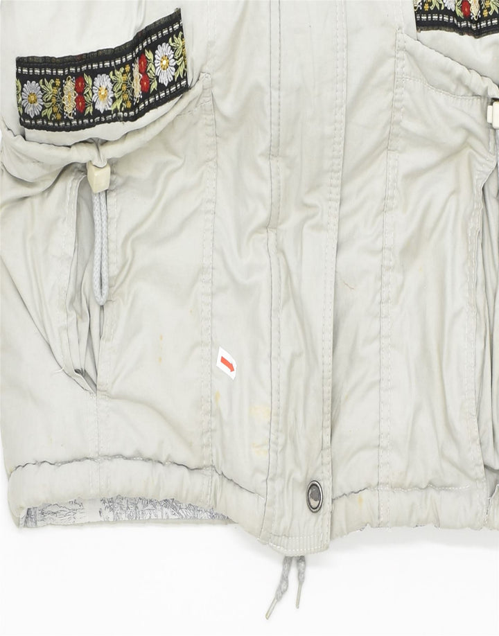 STARRING Womens Bomber Jacket UK 14 Medium Beige Polyester | Vintage | Thrift | Second-Hand | Used Clothing | Messina Hembry 