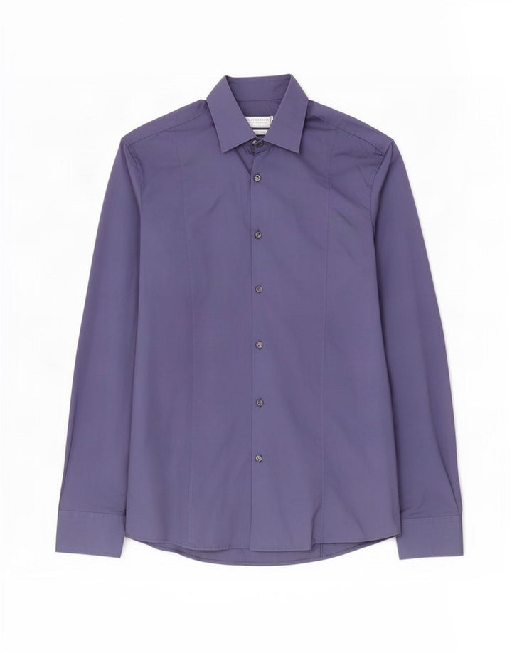 Cămașă pentru bărbați Zara Slim Fit Bumbac albastru mediu